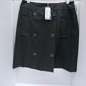 Cacharel Elegant Black Double-Breasted A-Line Skirt